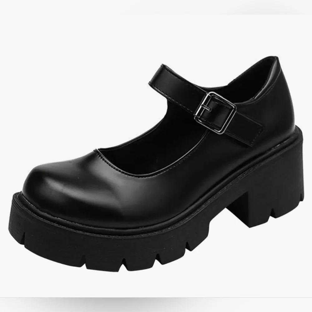 Women's Black Platform Mary Jane Shoes